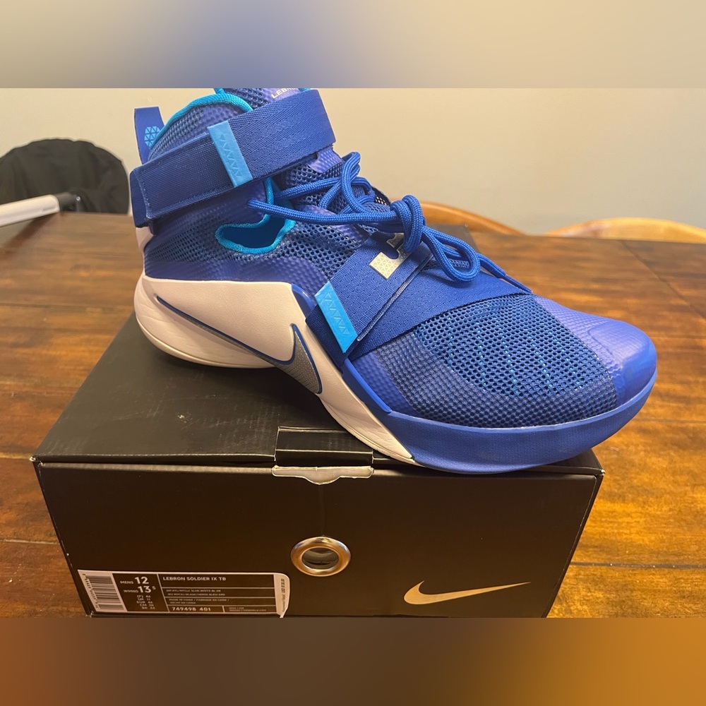 Nike LeBron Soldier 9 TB Game Royal Shoes Mens Sz 12 Blue White Basketball